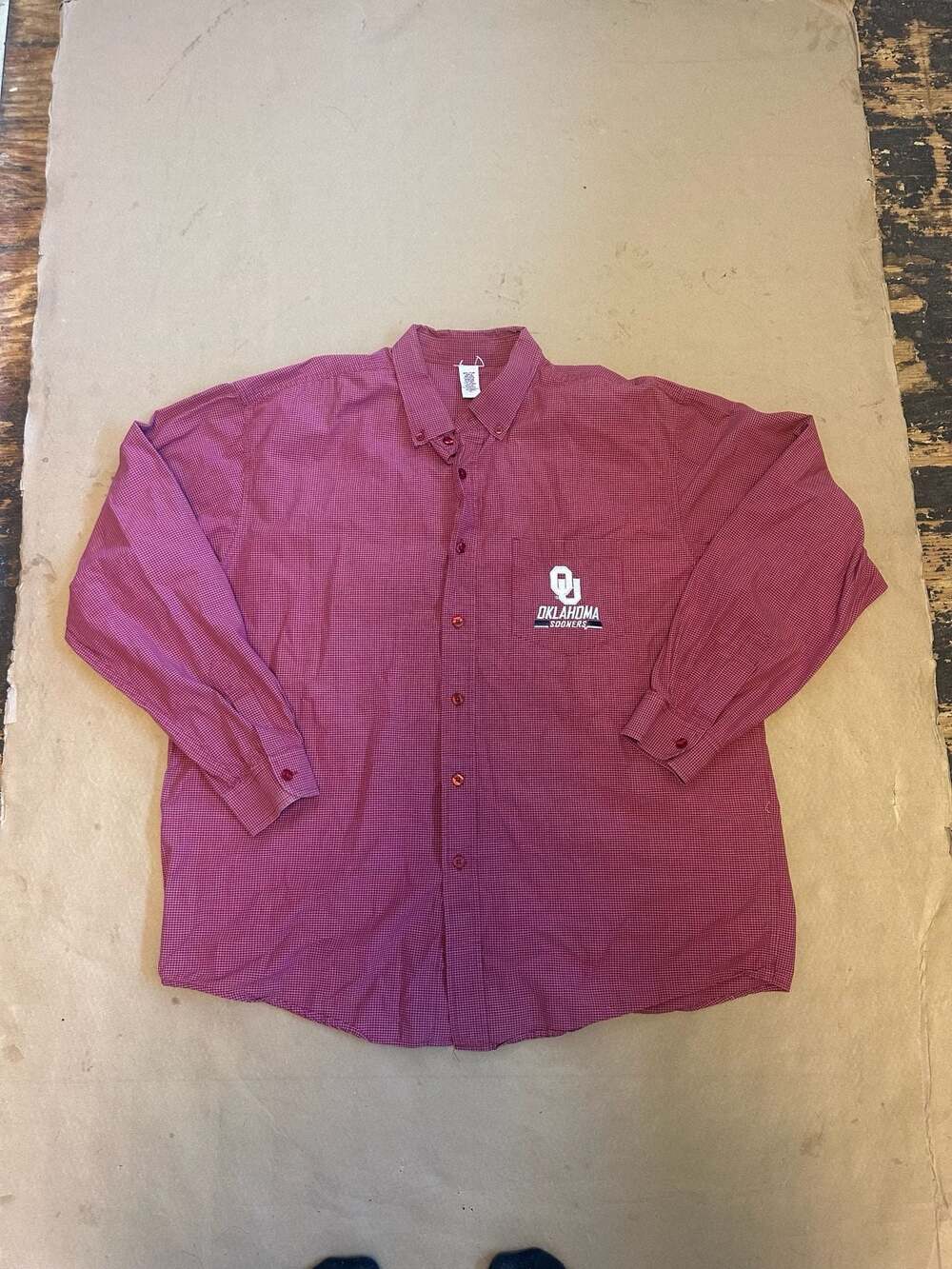 Vintage Oklahoma Sooners OU Red Oak Sportswear Plaid Button-Down Shirt